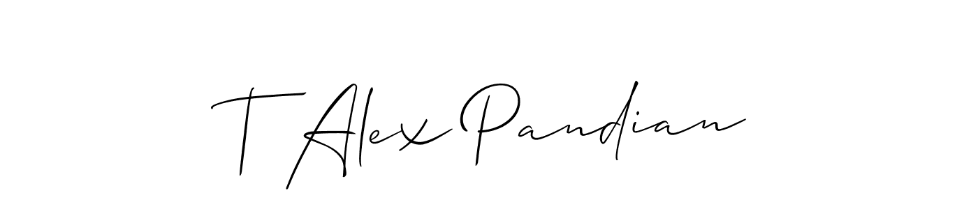 Use a signature maker to create a handwritten signature online. With this signature software, you can design (Allison_Script) your own signature for name T Alex Pandian. T Alex Pandian signature style 2 images and pictures png