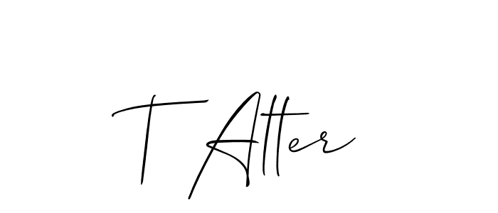 Allison_Script is a professional signature style that is perfect for those who want to add a touch of class to their signature. It is also a great choice for those who want to make their signature more unique. Get T Alter name to fancy signature for free. T Alter signature style 2 images and pictures png