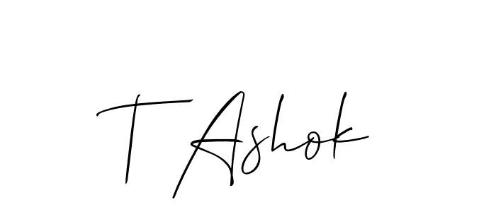 if you are searching for the best signature style for your name T Ashok. so please give up your signature search. here we have designed multiple signature styles  using Allison_Script. T Ashok signature style 2 images and pictures png