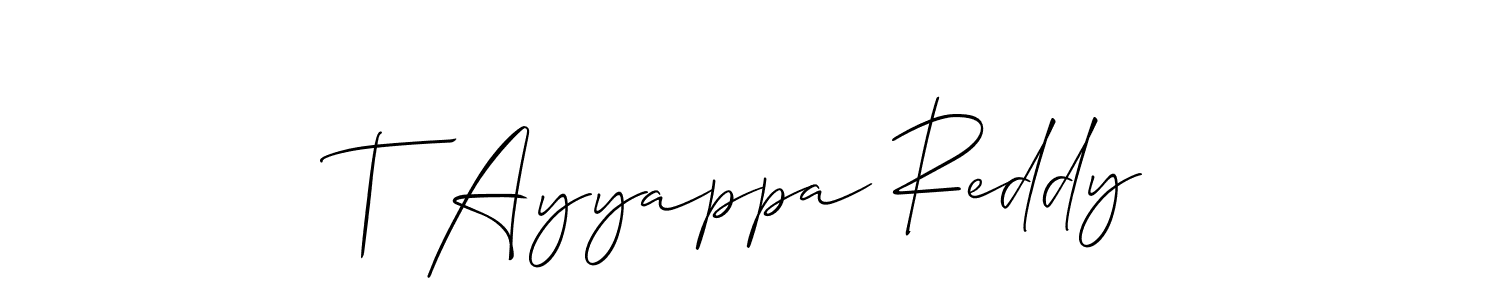 It looks lik you need a new signature style for name T Ayyappa Reddy. Design unique handwritten (Allison_Script) signature with our free signature maker in just a few clicks. T Ayyappa Reddy signature style 2 images and pictures png