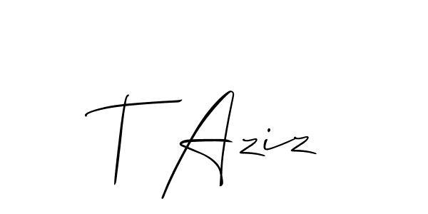 Make a short T Aziz signature style. Manage your documents anywhere anytime using Allison_Script. Create and add eSignatures, submit forms, share and send files easily. T Aziz signature style 2 images and pictures png