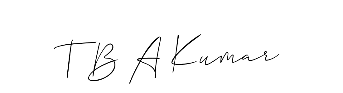 Also You can easily find your signature by using the search form. We will create T B A Kumar name handwritten signature images for you free of cost using Allison_Script sign style. T B A Kumar signature style 2 images and pictures png