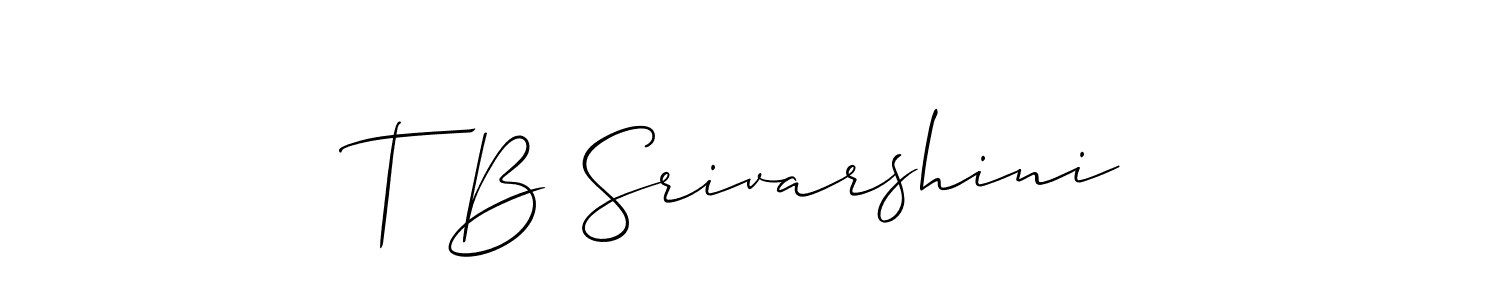 Use a signature maker to create a handwritten signature online. With this signature software, you can design (Allison_Script) your own signature for name T B Srivarshini. T B Srivarshini signature style 2 images and pictures png