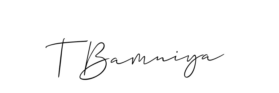 It looks lik you need a new signature style for name T Bamniya. Design unique handwritten (Allison_Script) signature with our free signature maker in just a few clicks. T Bamniya signature style 2 images and pictures png