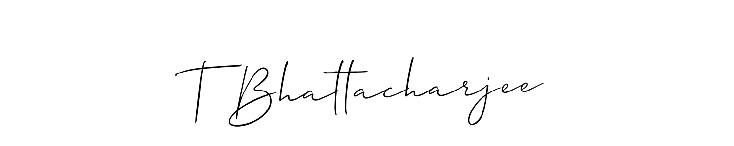 if you are searching for the best signature style for your name T Bhattacharjee. so please give up your signature search. here we have designed multiple signature styles  using Allison_Script. T Bhattacharjee signature style 2 images and pictures png