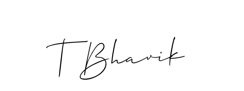 Also we have T Bhavik name is the best signature style. Create professional handwritten signature collection using Allison_Script autograph style. T Bhavik signature style 2 images and pictures png