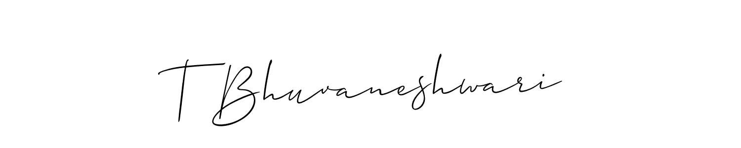 Use a signature maker to create a handwritten signature online. With this signature software, you can design (Allison_Script) your own signature for name T Bhuvaneshwari. T Bhuvaneshwari signature style 2 images and pictures png