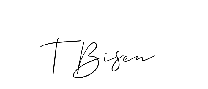 Use a signature maker to create a handwritten signature online. With this signature software, you can design (Allison_Script) your own signature for name T Bisen. T Bisen signature style 2 images and pictures png