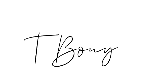 Also we have T Bony name is the best signature style. Create professional handwritten signature collection using Allison_Script autograph style. T Bony signature style 2 images and pictures png