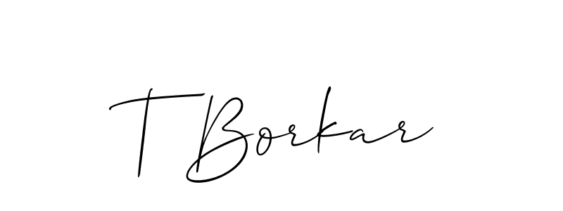 Similarly Allison_Script is the best handwritten signature design. Signature creator online .You can use it as an online autograph creator for name T Borkar. T Borkar signature style 2 images and pictures png