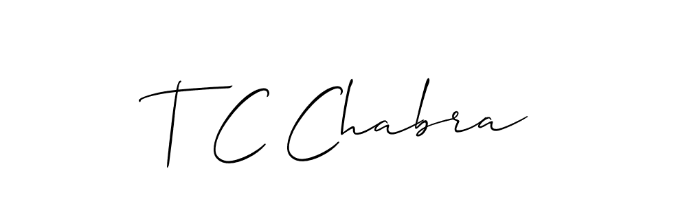 if you are searching for the best signature style for your name T C Chabra. so please give up your signature search. here we have designed multiple signature styles  using Allison_Script. T C Chabra signature style 2 images and pictures png
