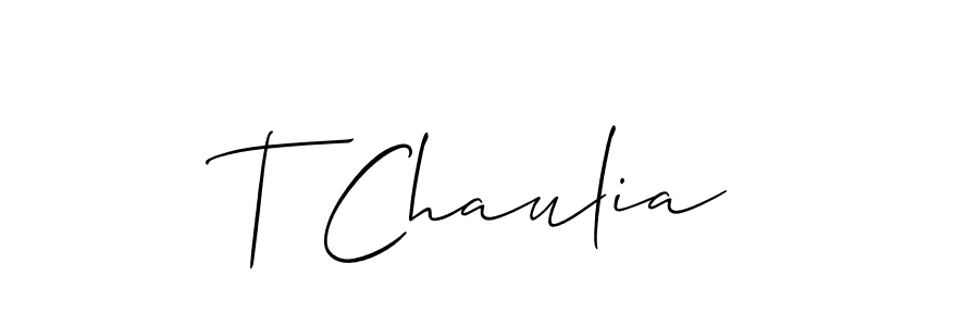 Design your own signature with our free online signature maker. With this signature software, you can create a handwritten (Allison_Script) signature for name T Chaulia. T Chaulia signature style 2 images and pictures png