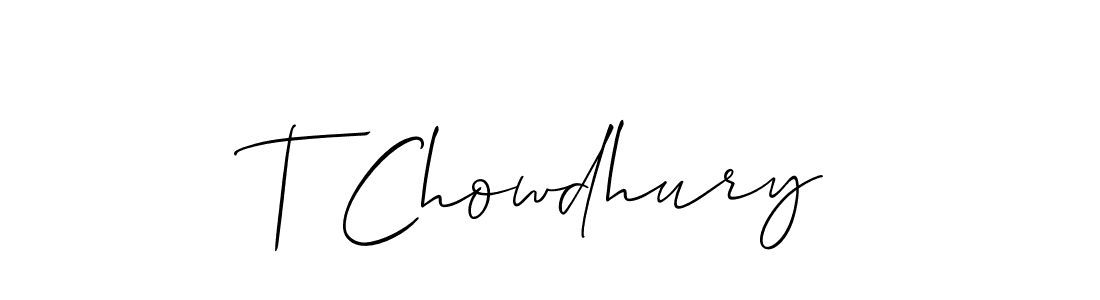 Use a signature maker to create a handwritten signature online. With this signature software, you can design (Allison_Script) your own signature for name T Chowdhury. T Chowdhury signature style 2 images and pictures png