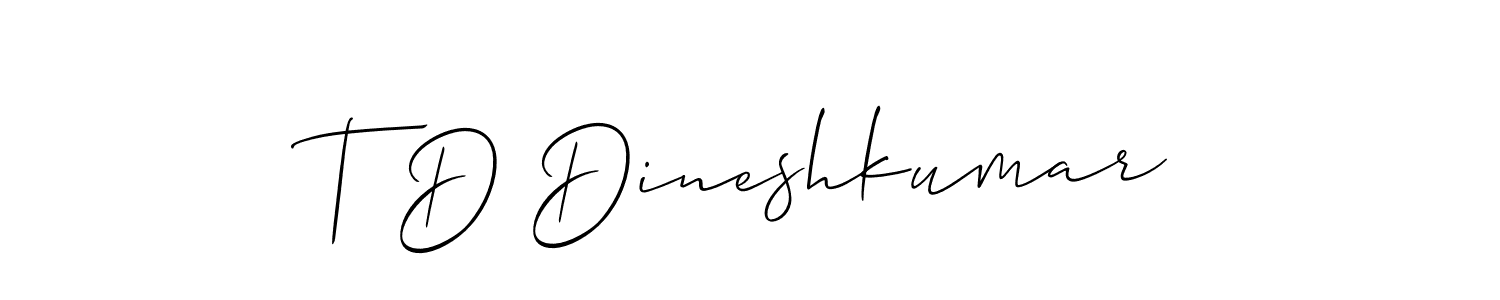 if you are searching for the best signature style for your name T D Dineshkumar. so please give up your signature search. here we have designed multiple signature styles  using Allison_Script. T D Dineshkumar signature style 2 images and pictures png