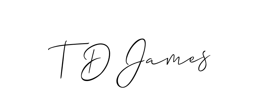 The best way (Allison_Script) to make a short signature is to pick only two or three words in your name. The name T D James include a total of six letters. For converting this name. T D James signature style 2 images and pictures png