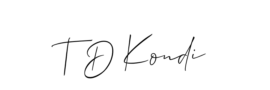 Also we have T D Kondi name is the best signature style. Create professional handwritten signature collection using Allison_Script autograph style. T D Kondi signature style 2 images and pictures png