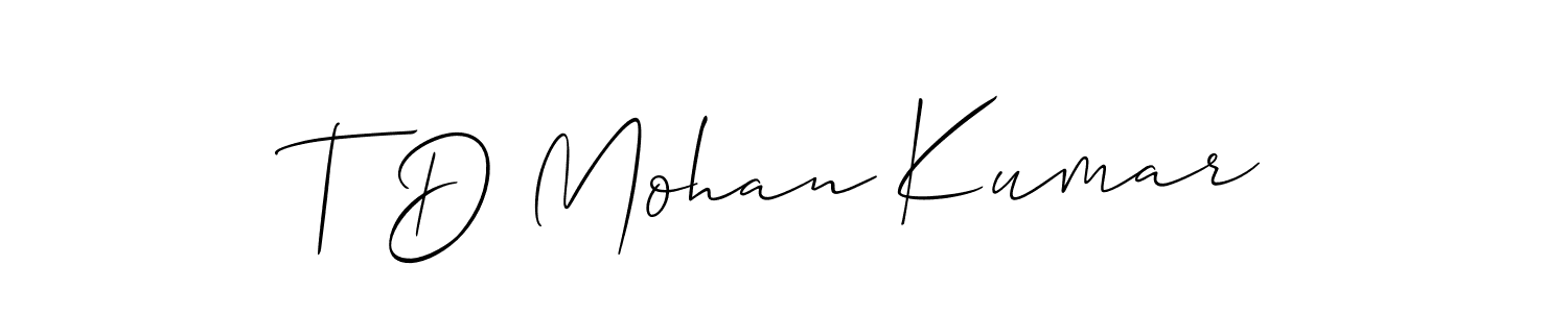You can use this online signature creator to create a handwritten signature for the name T D Mohan Kumar. This is the best online autograph maker. T D Mohan Kumar signature style 2 images and pictures png