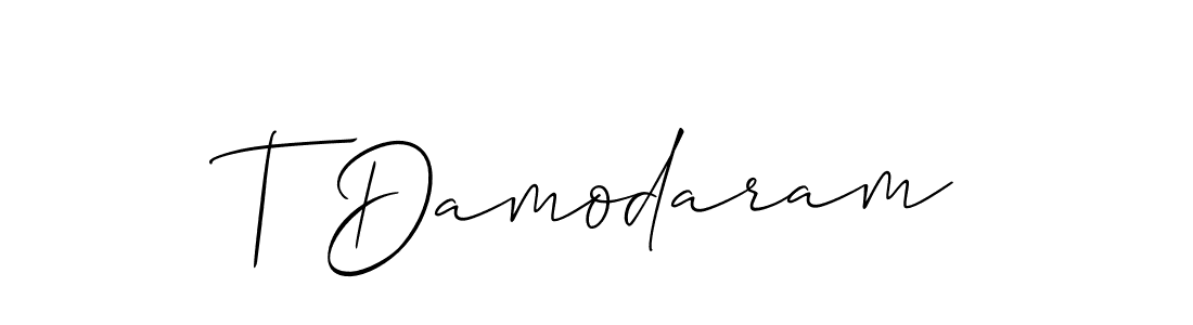 How to make T Damodaram name signature. Use Allison_Script style for creating short signs online. This is the latest handwritten sign. T Damodaram signature style 2 images and pictures png
