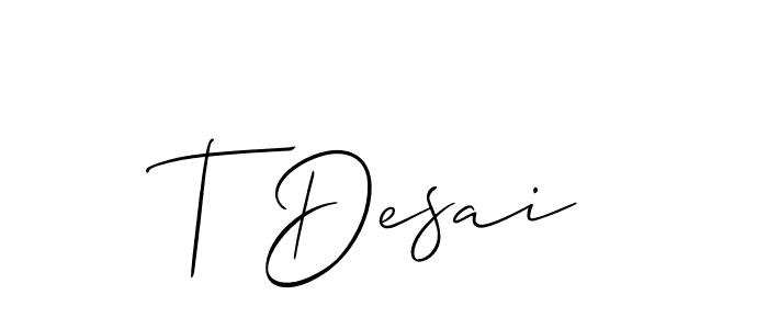 Similarly Allison_Script is the best handwritten signature design. Signature creator online .You can use it as an online autograph creator for name T Desai. T Desai signature style 2 images and pictures png