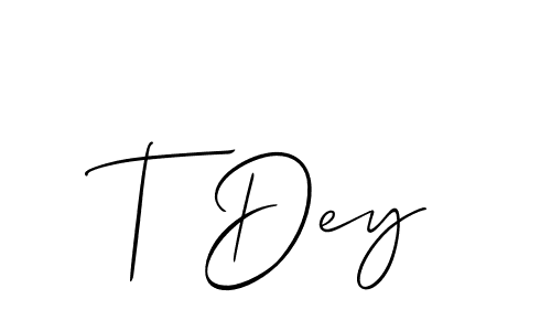 if you are searching for the best signature style for your name T Dey. so please give up your signature search. here we have designed multiple signature styles  using Allison_Script. T Dey signature style 2 images and pictures png