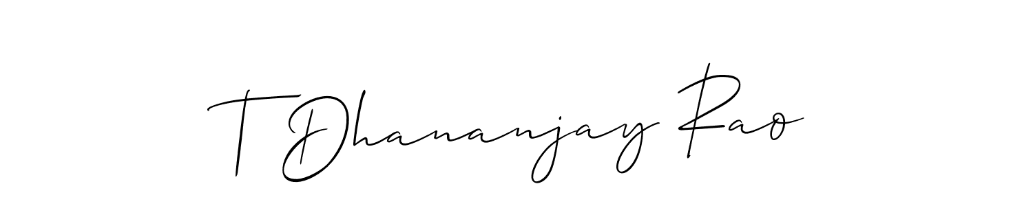 It looks lik you need a new signature style for name T Dhananjay Rao. Design unique handwritten (Allison_Script) signature with our free signature maker in just a few clicks. T Dhananjay Rao signature style 2 images and pictures png