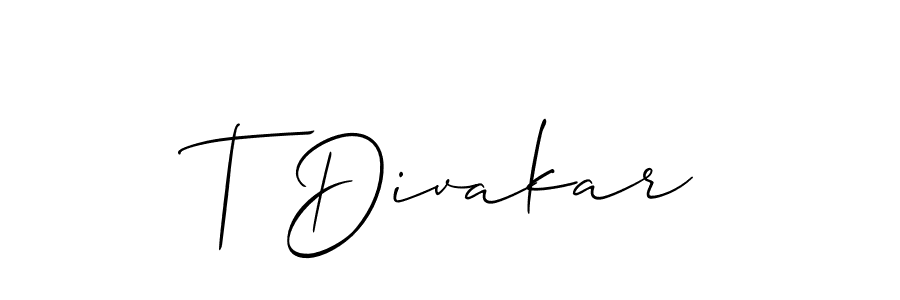 Also You can easily find your signature by using the search form. We will create T Divakar name handwritten signature images for you free of cost using Allison_Script sign style. T Divakar signature style 2 images and pictures png