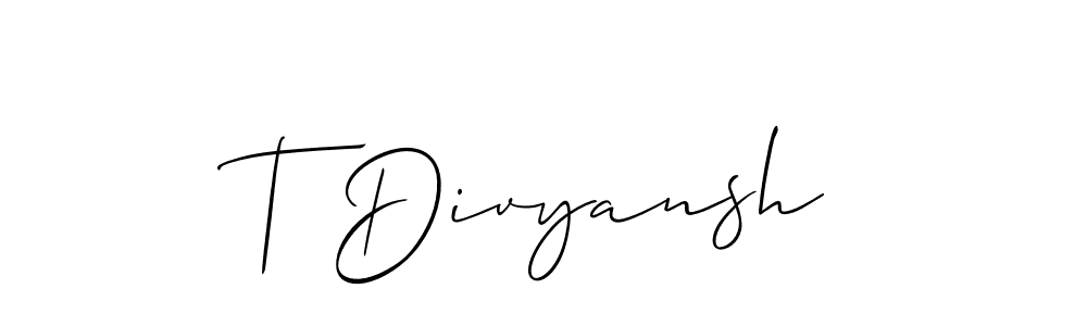 Design your own signature with our free online signature maker. With this signature software, you can create a handwritten (Allison_Script) signature for name T Divyansh. T Divyansh signature style 2 images and pictures png