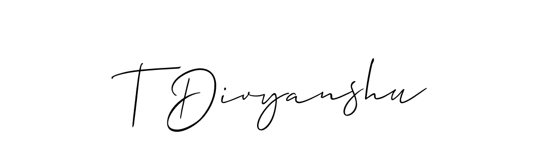 Use a signature maker to create a handwritten signature online. With this signature software, you can design (Allison_Script) your own signature for name T Divyanshu. T Divyanshu signature style 2 images and pictures png