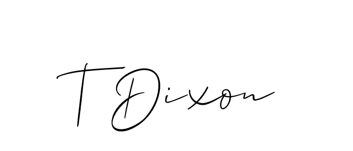 The best way (Allison_Script) to make a short signature is to pick only two or three words in your name. The name T Dixon include a total of six letters. For converting this name. T Dixon signature style 2 images and pictures png