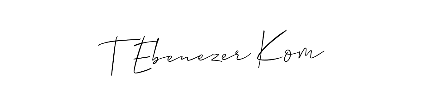 This is the best signature style for the T Ebenezer Kom name. Also you like these signature font (Allison_Script). Mix name signature. T Ebenezer Kom signature style 2 images and pictures png