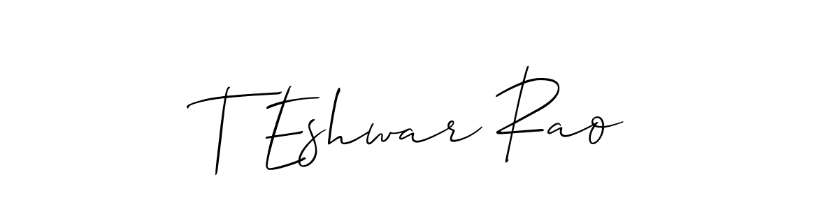 Also You can easily find your signature by using the search form. We will create T Eshwar Rao name handwritten signature images for you free of cost using Allison_Script sign style. T Eshwar Rao signature style 2 images and pictures png