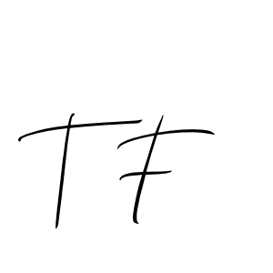 Make a beautiful signature design for name T F. With this signature (Allison_Script) style, you can create a handwritten signature for free. T F signature style 2 images and pictures png