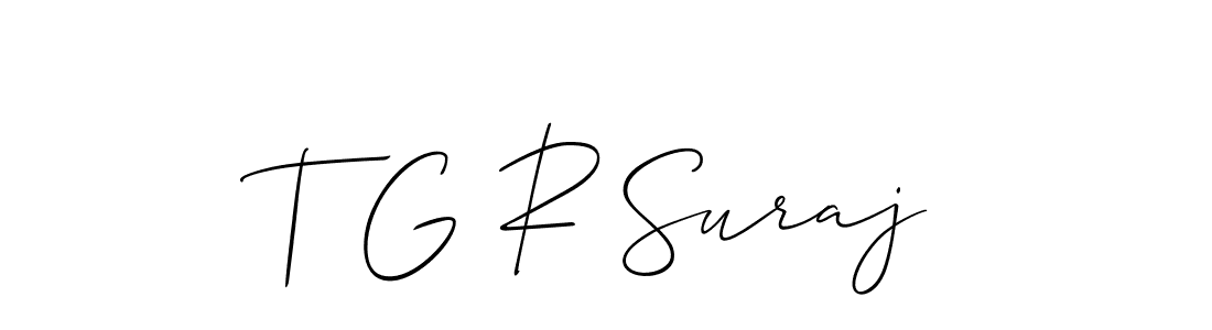 You should practise on your own different ways (Allison_Script) to write your name (T G R Suraj) in signature. don't let someone else do it for you. T G R Suraj signature style 2 images and pictures png