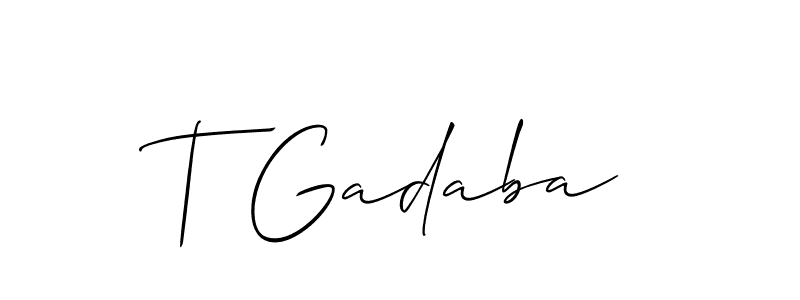 Allison_Script is a professional signature style that is perfect for those who want to add a touch of class to their signature. It is also a great choice for those who want to make their signature more unique. Get T Gadaba name to fancy signature for free. T Gadaba signature style 2 images and pictures png