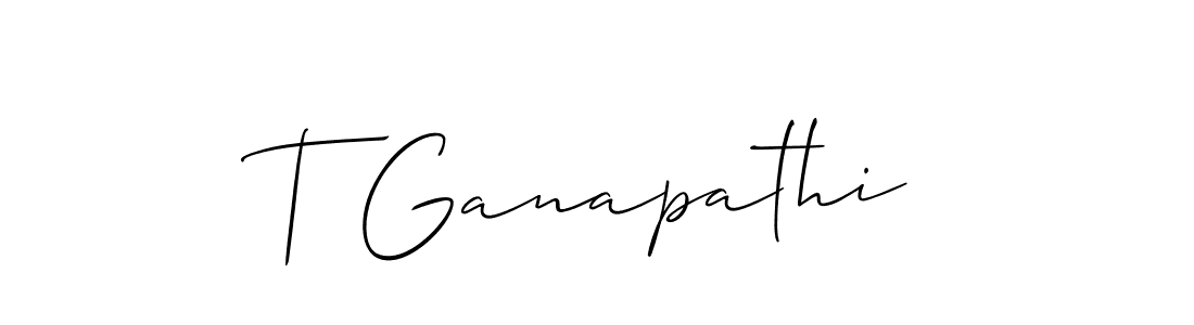 Also You can easily find your signature by using the search form. We will create T Ganapathi name handwritten signature images for you free of cost using Allison_Script sign style. T Ganapathi signature style 2 images and pictures png