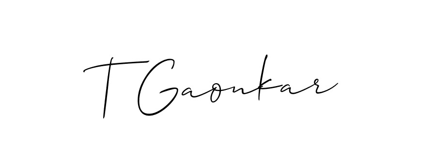 It looks lik you need a new signature style for name T Gaonkar. Design unique handwritten (Allison_Script) signature with our free signature maker in just a few clicks. T Gaonkar signature style 2 images and pictures png