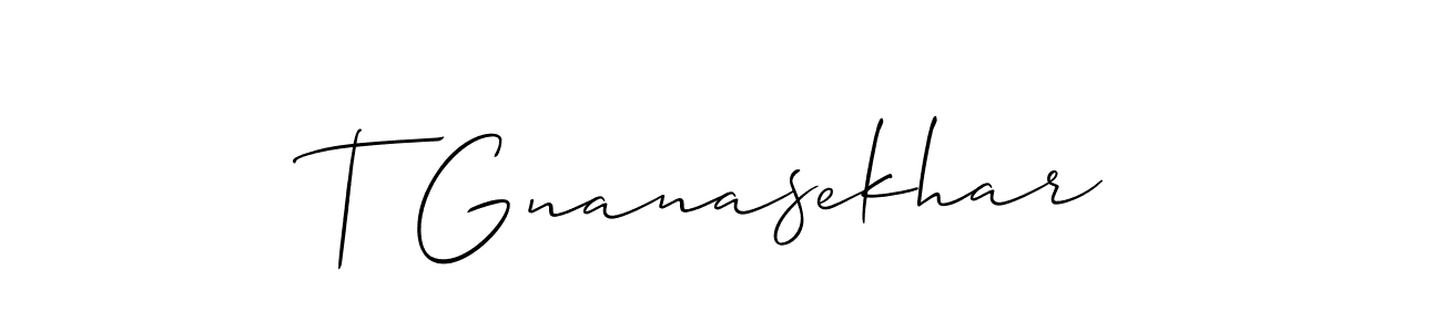 Make a beautiful signature design for name T Gnanasekhar. With this signature (Allison_Script) style, you can create a handwritten signature for free. T Gnanasekhar signature style 2 images and pictures png