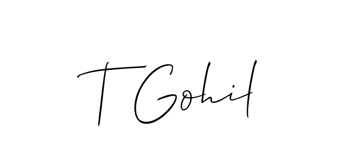 Similarly Allison_Script is the best handwritten signature design. Signature creator online .You can use it as an online autograph creator for name T Gohil. T Gohil signature style 2 images and pictures png