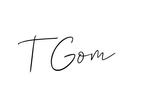 Use a signature maker to create a handwritten signature online. With this signature software, you can design (Allison_Script) your own signature for name T Gom. T Gom signature style 2 images and pictures png