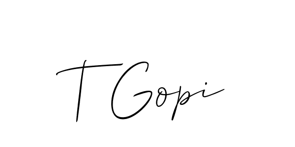 Make a beautiful signature design for name T Gopi. With this signature (Allison_Script) style, you can create a handwritten signature for free. T Gopi signature style 2 images and pictures png