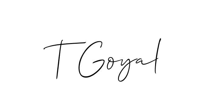 How to make T Goyal name signature. Use Allison_Script style for creating short signs online. This is the latest handwritten sign. T Goyal signature style 2 images and pictures png