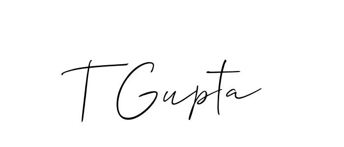 Use a signature maker to create a handwritten signature online. With this signature software, you can design (Allison_Script) your own signature for name T Gupta. T Gupta signature style 2 images and pictures png