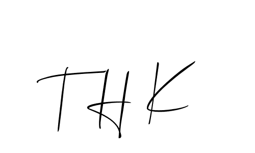 Design your own signature with our free online signature maker. With this signature software, you can create a handwritten (Allison_Script) signature for name T H K. T H K signature style 2 images and pictures png