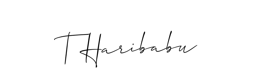 How to make T Haribabu name signature. Use Allison_Script style for creating short signs online. This is the latest handwritten sign. T Haribabu signature style 2 images and pictures png