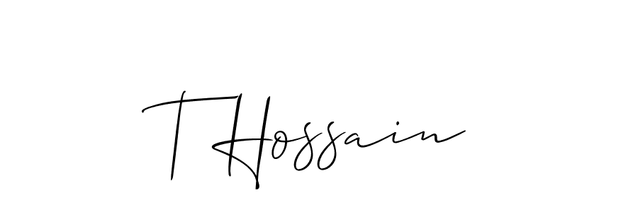 if you are searching for the best signature style for your name T Hossain. so please give up your signature search. here we have designed multiple signature styles  using Allison_Script. T Hossain signature style 2 images and pictures png