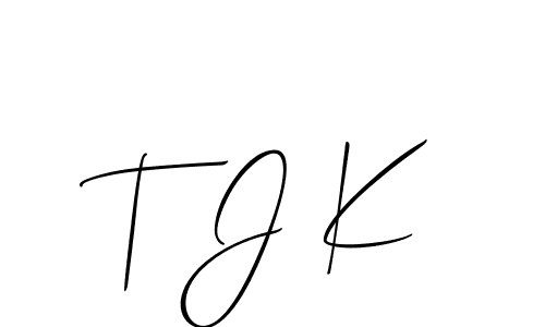 Design your own signature with our free online signature maker. With this signature software, you can create a handwritten (Allison_Script) signature for name T J K. T J K signature style 2 images and pictures png