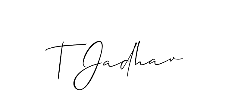 This is the best signature style for the T Jadhav name. Also you like these signature font (Allison_Script). Mix name signature. T Jadhav signature style 2 images and pictures png