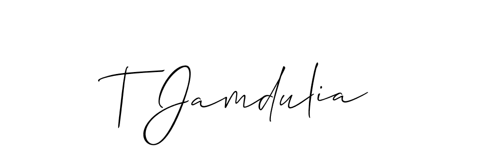 Design your own signature with our free online signature maker. With this signature software, you can create a handwritten (Allison_Script) signature for name T Jamdulia. T Jamdulia signature style 2 images and pictures png