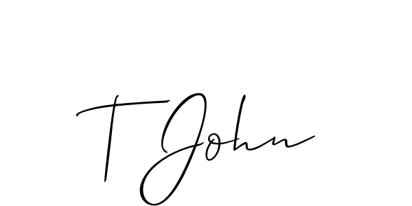 Design your own signature with our free online signature maker. With this signature software, you can create a handwritten (Allison_Script) signature for name T John. T John signature style 2 images and pictures png