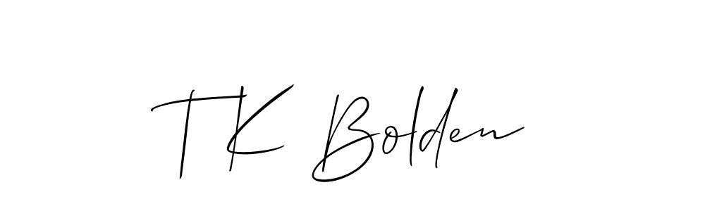 How to make T K Bolden signature? Allison_Script is a professional autograph style. Create handwritten signature for T K Bolden name. T K Bolden signature style 2 images and pictures png